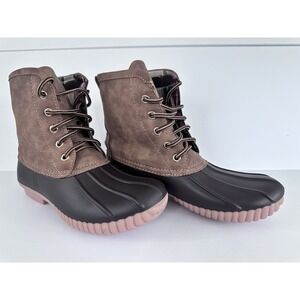 Marley Lilly Womens US 6 Duck Boots Lace Up Green Plaid Barn Chores Outdoor Work